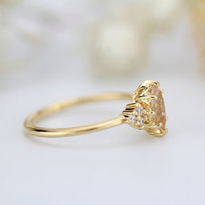 engagement ring marquise morganite diamond cluster ring - NOOI JEWELRY