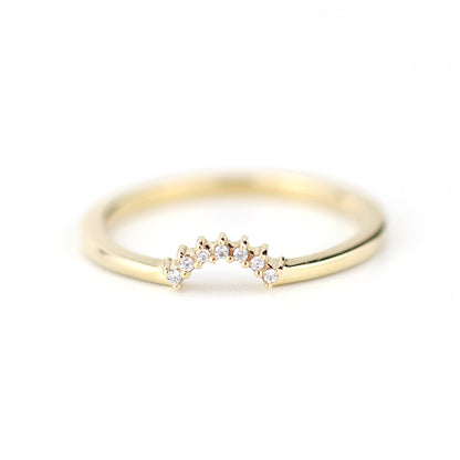 engagement ring, Diamond Wedding Band, Crown Wedding band, Curved Diamond Band, Wedding Ring band, wedding band, minimalist ring