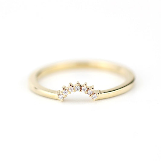 engagement ring, Diamond Wedding Band, Crown Wedding band, Curved Diamond Band, Wedding Ring band, wedding band, minimalist ring