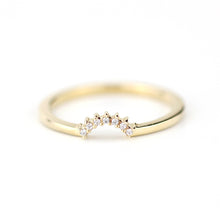 Load image into Gallery viewer, engagement ring, Diamond Wedding Band, Crown Wedding band, Curved Diamond Band, Wedding Ring band, wedding band, minimalist ring