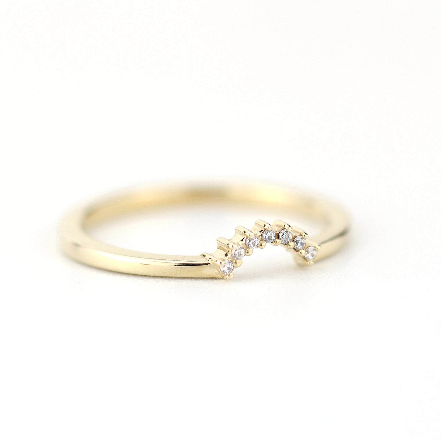 engagement ring, Diamond Wedding Band, Crown Wedding band, Curved Diamond Band, Wedding Ring band, wedding band, minimalist ring