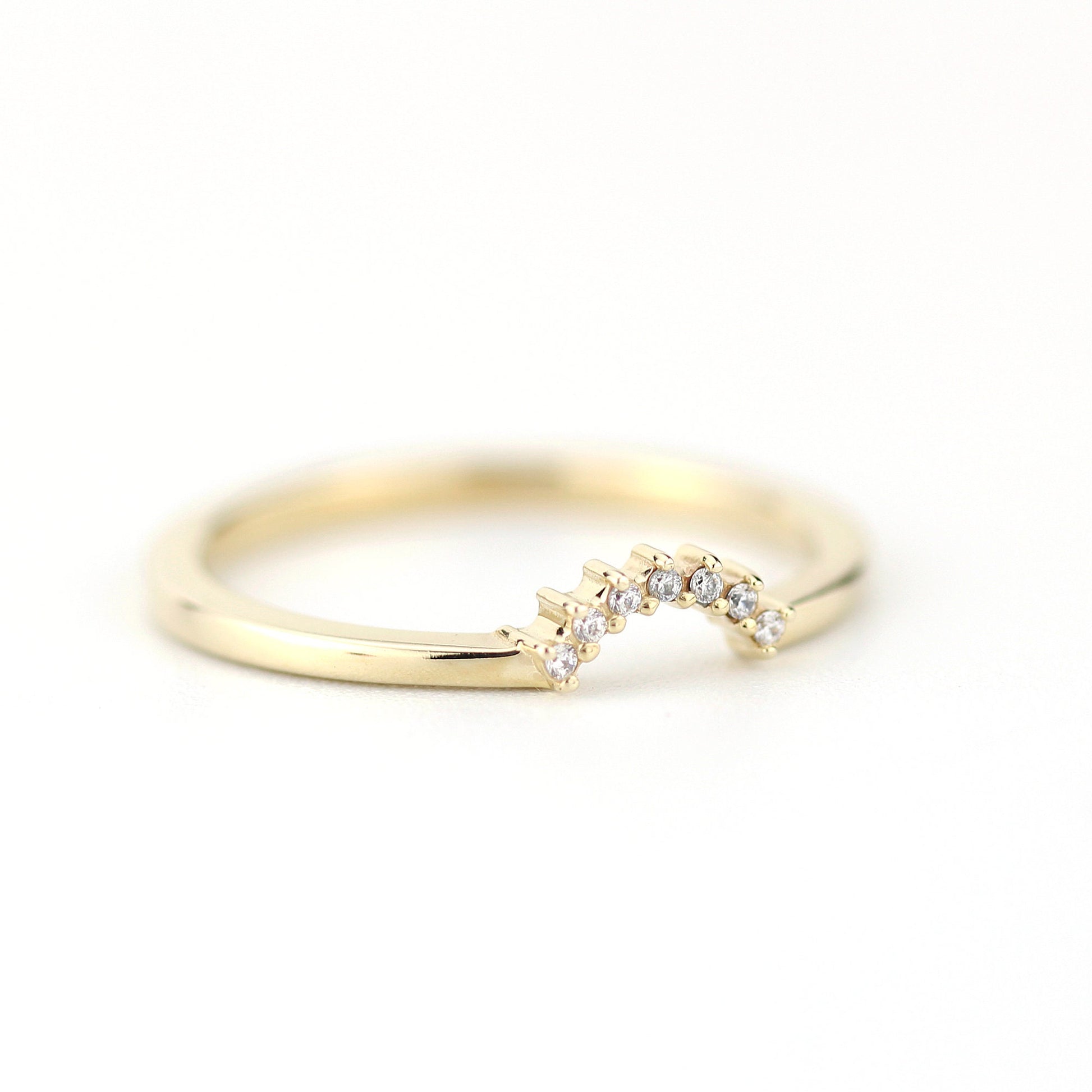 engagement ring, Diamond Wedding Band, Crown Wedding band, Curved Diamond Band, Wedding Ring band, wedding band, minimalist ring
