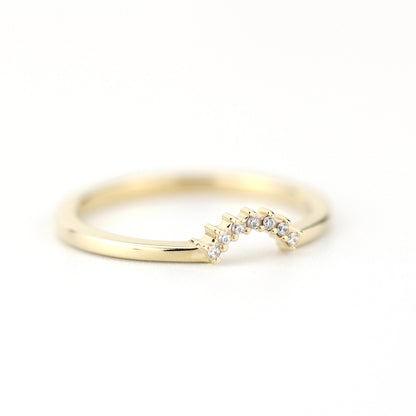 engagement ring, Diamond Wedding Band, Crown Wedding band, Curved Diamond Band, Wedding Ring band, wedding band, minimalist ring