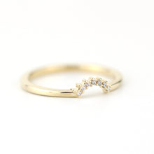 Load image into Gallery viewer, engagement ring, Diamond Wedding Band, Crown Wedding band, Curved Diamond Band, Wedding Ring band, wedding band, minimalist ring