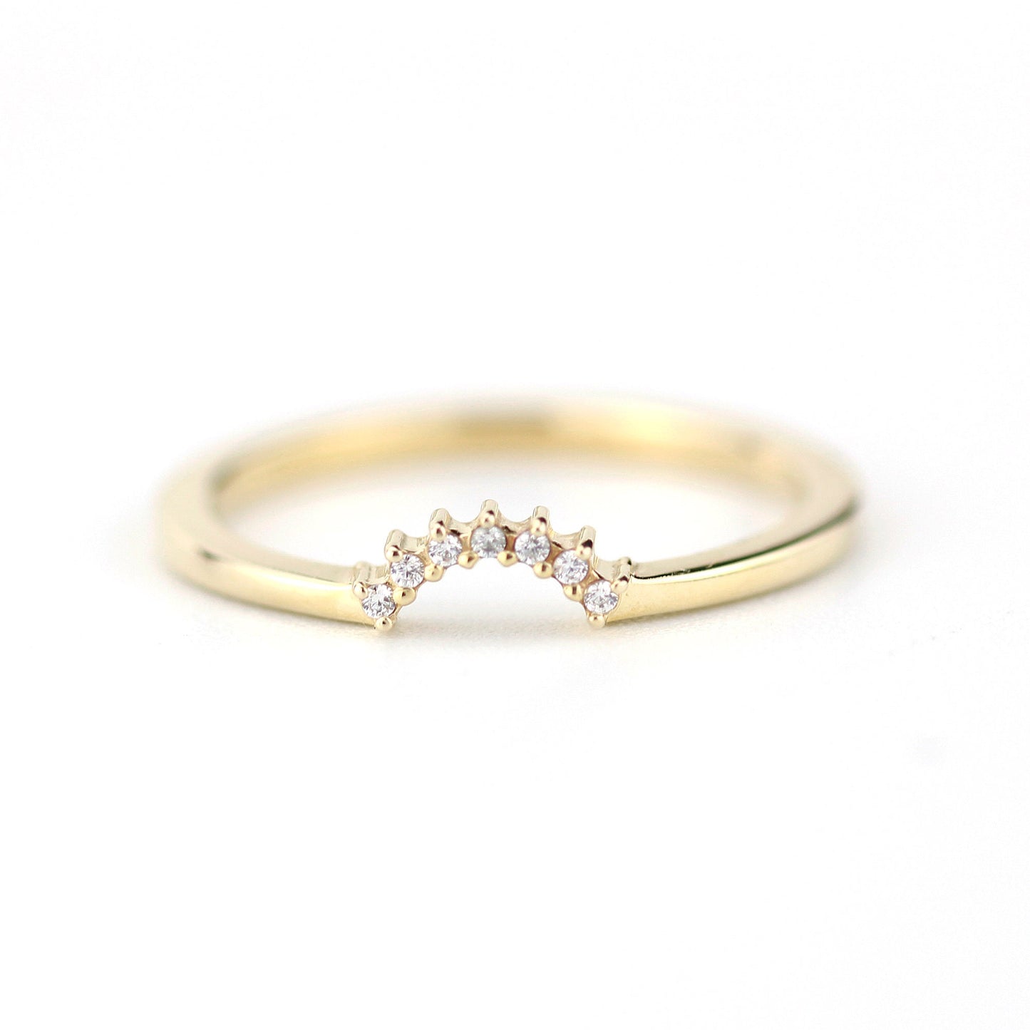 engagement ring, Diamond Wedding Band, Crown Wedding band, Curved Diamond Band, Wedding Ring band, wedding band, minimalist ring