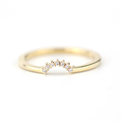 engagement ring, Diamond Wedding Band, Crown Wedding band, Curved Diamond Band, Wedding Ring band, wedding band, minimalist ring