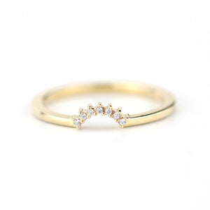 engagement ring, Diamond Wedding Band, Crown Wedding band, Curved Diamond Band, Wedding Ring band, wedding band, minimalist ring