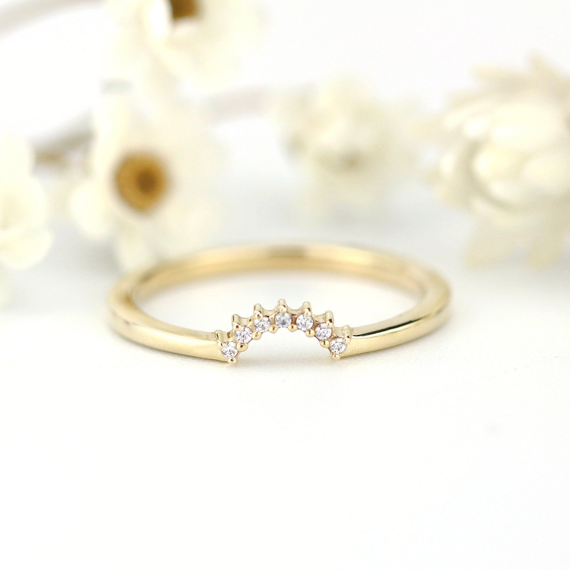 engagement ring, Diamond Wedding Band, Crown Wedding band, Curved Diamond Band, Wedding Ring band, wedding band, minimalist ring