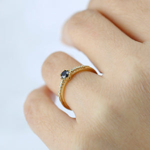 engagement ring diamonds, art deco engagement ring, black diamond engagement ring, dainty ring, vintage diamond engagement ring - NOOI JEWELRY