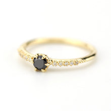 Load image into Gallery viewer, engagement ring diamonds, art deco engagement ring, black diamond engagement ring, dainty ring, vintage diamond engagement ring - NOOI JEWELRY