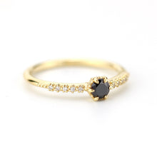 Load image into Gallery viewer, engagement ring diamonds, art deco engagement ring, black diamond engagement ring, dainty ring, vintage diamond engagement ring - NOOI JEWELRY