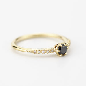 engagement ring diamonds, art deco engagement ring, black diamond engagement ring, dainty ring, vintage diamond engagement ring - NOOI JEWELRY