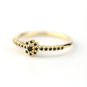 engagement ring Black diamond, simple engagement ring, cluster ring diamonds, delicate diamond ring, minimalist engagement ring - NOOI JEWELRY