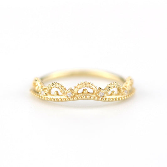 wedding ring, Filigree Wedding band, Engagement ring, diamond wedding band, antique wedding band, thin wedding band, milgrain wedding band - NOOI JEWELRY
