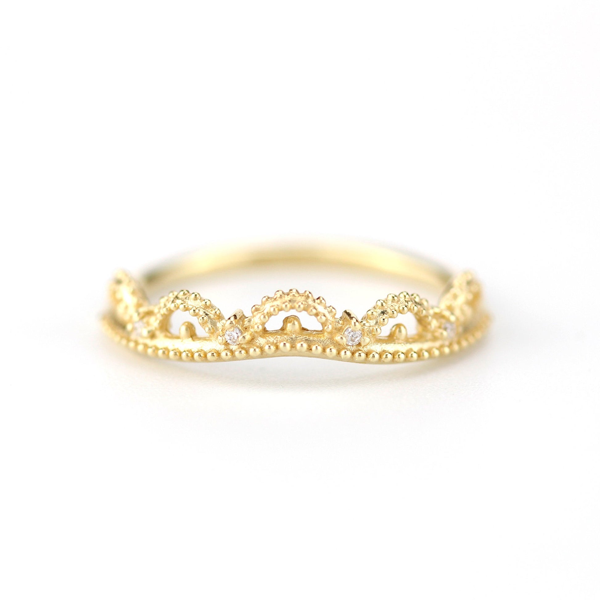 wedding ring, Filigree Wedding band, Engagement ring, diamond wedding band, antique wedding band, thin wedding band, milgrain wedding band - NOOI JEWELRY