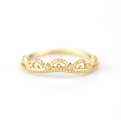 wedding ring, Filigree Wedding band, Engagement ring, diamond wedding band, antique wedding band, thin wedding band, milgrain wedding band - NOOI JEWELRY