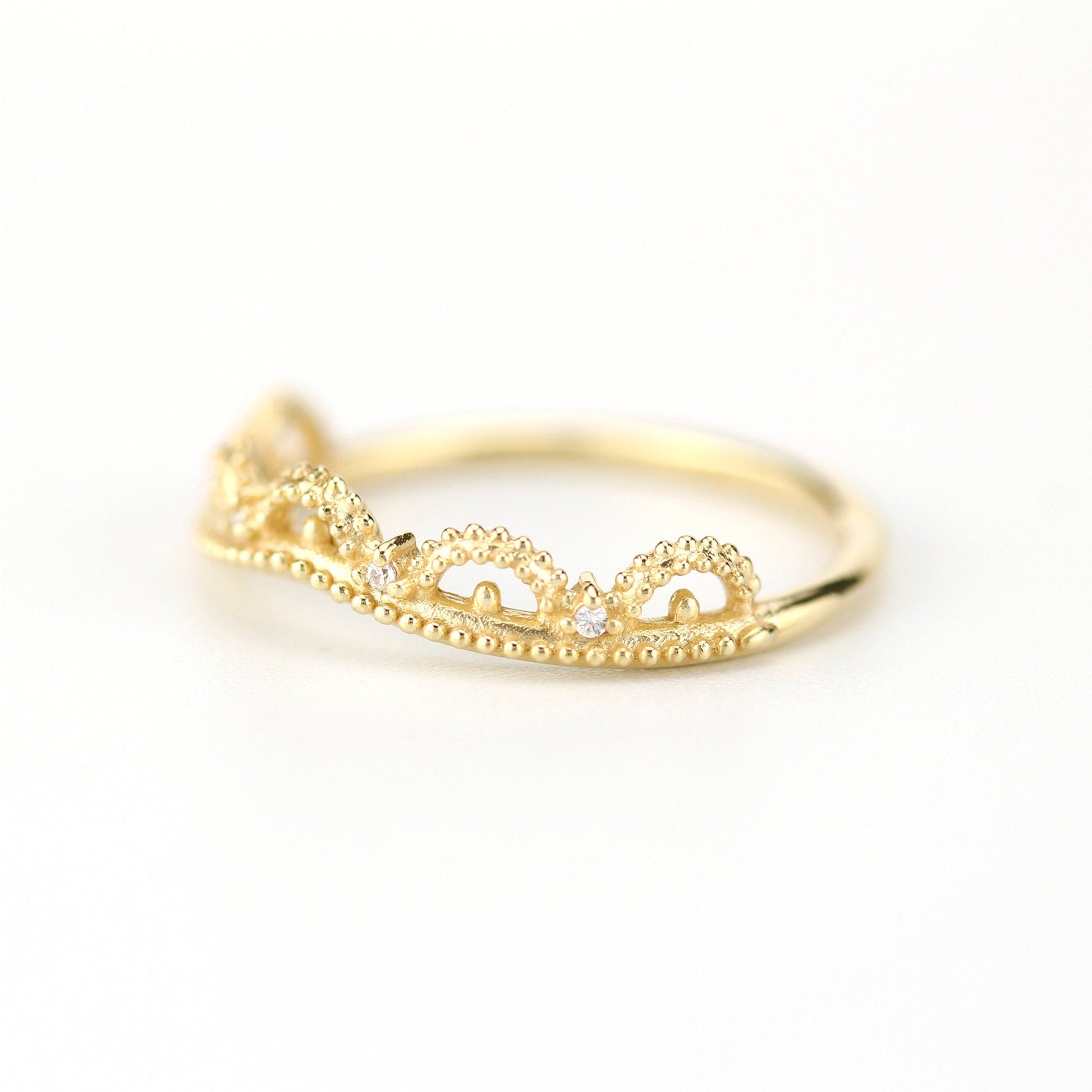 wedding ring, Filigree Wedding band, Engagement ring, diamond wedding band, antique wedding band, thin wedding band, milgrain wedding band - NOOI JEWELRY