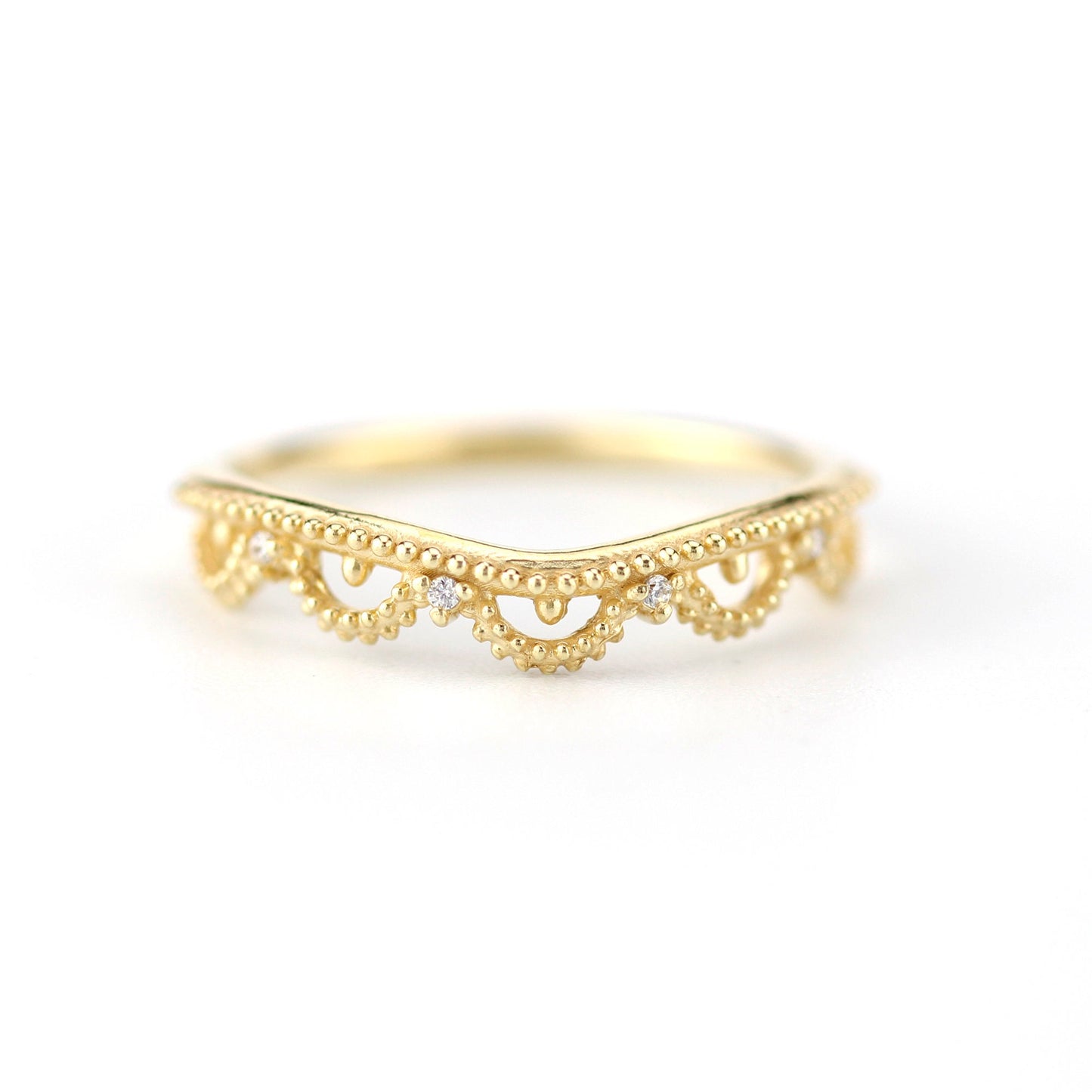 wedding ring, Filigree Wedding band, Engagement ring, diamond wedding band, antique wedding band, thin wedding band, milgrain wedding band - NOOI JEWELRY
