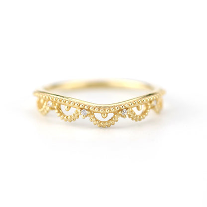 wedding ring, Filigree Wedding band, Engagement ring, diamond wedding band, antique wedding band, thin wedding band, milgrain wedding band - NOOI JEWELRY