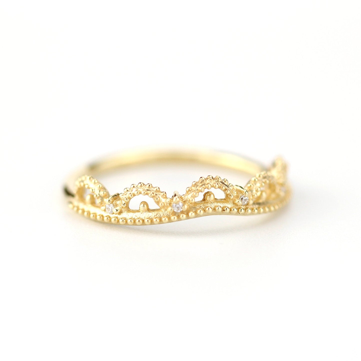 wedding ring, Filigree Wedding band, Engagement ring, diamond wedding band, antique wedding band, thin wedding band, milgrain wedding band - NOOI JEWELRY