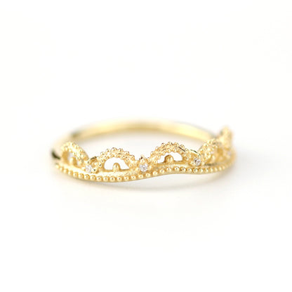 wedding ring, Filigree Wedding band, Engagement ring, diamond wedding band, antique wedding band, thin wedding band, milgrain wedding band - NOOI JEWELRY