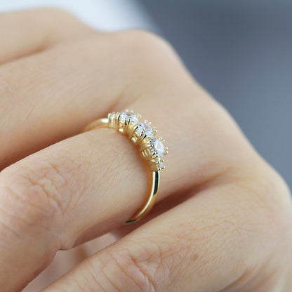 Three stone engagement rings simple | diamond wedding bands for women - NOOI JEWELRY