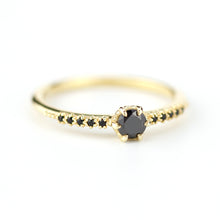 Load image into Gallery viewer, simple engagement ring, black diamond engagement ring, black diamond engagement ring gold, dainty ring, minimalist engagement ring - NOOI JEWELRY