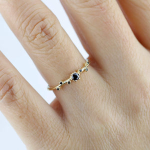 delicate engagement ring, engagement ring, simple diamond ring, black diamond ring, minimalist engagement ring, dainty diamond ring - NOOI JEWELRY