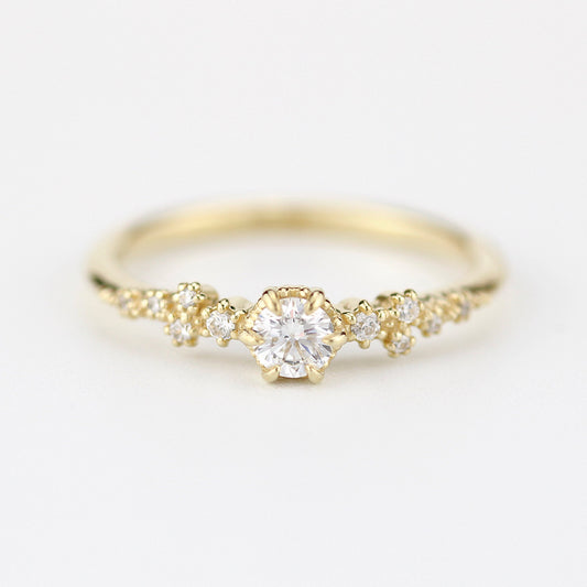 minimalist engagement ring diamond simple unique | barnacle engagement ring diamond - NOOI JEWELRY