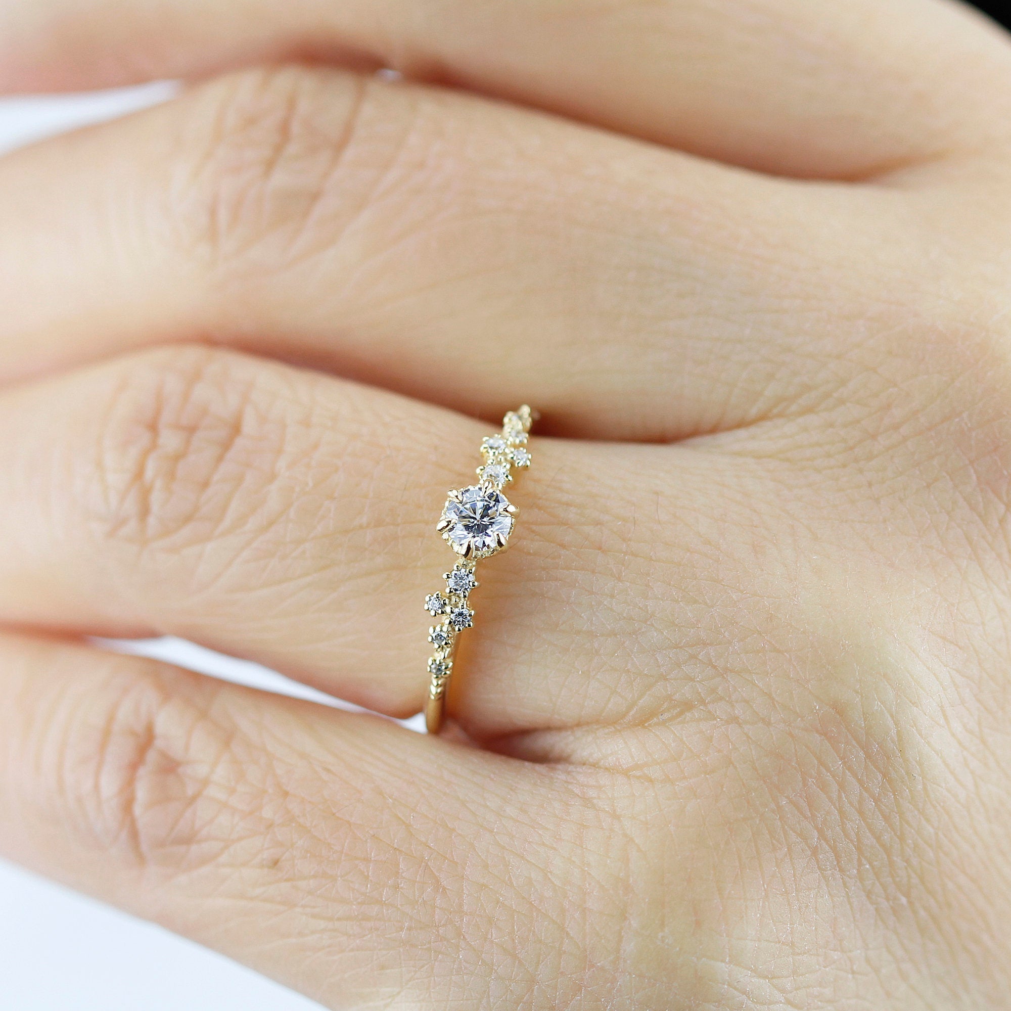 18K Gold 0.25ct Barnacle Diamond Engagement Ring β NOOI JEWELRY