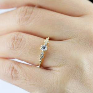 minimalist engagement ring diamond simple unique | barnacle engagement ring diamond - NOOI JEWELRY