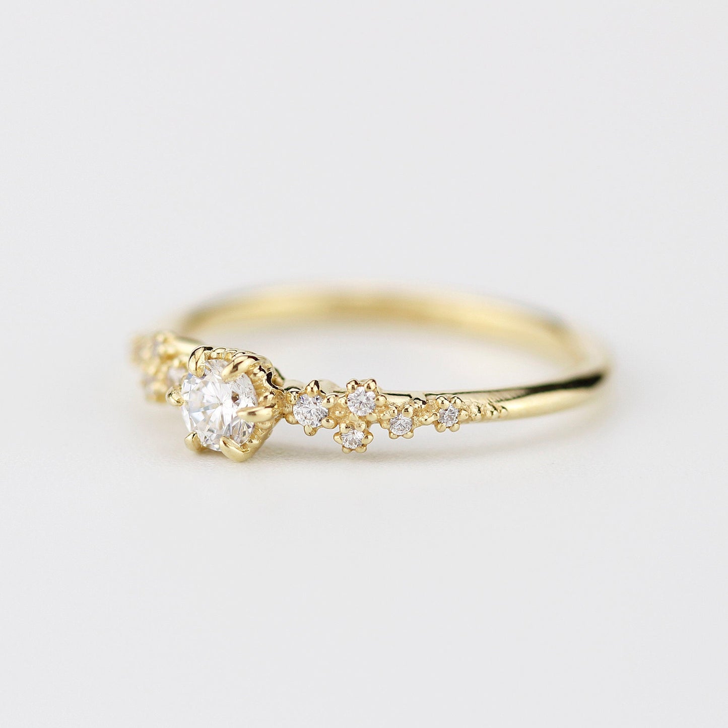 minimalist engagement ring diamond simple unique | barnacle engagement ring diamond - NOOI JEWELRY