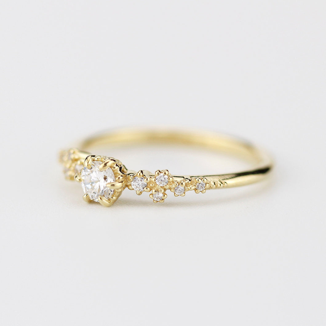 minimalist engagement ring diamond simple unique | barnacle engagement ring diamond - NOOI JEWELRY