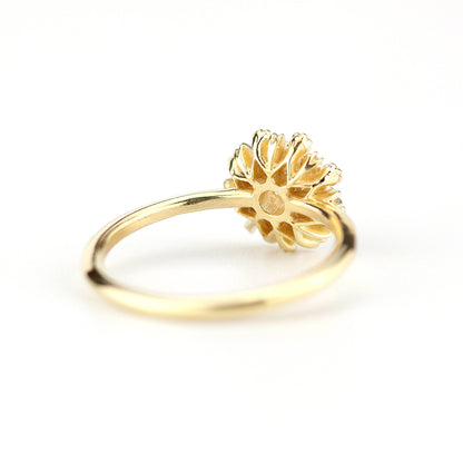 Floating diamonds engagement ring | halo engagement ring round vintage - NOOI JEWELRY