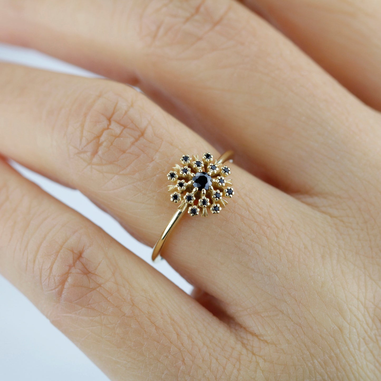 engagement ring black diamonds | halo engagement ring R296BD - NOOI JEWELRY