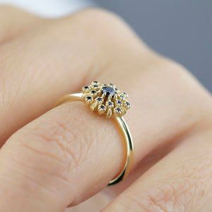 engagement ring black diamonds | halo engagement ring R296BD - NOOI JEWELRY