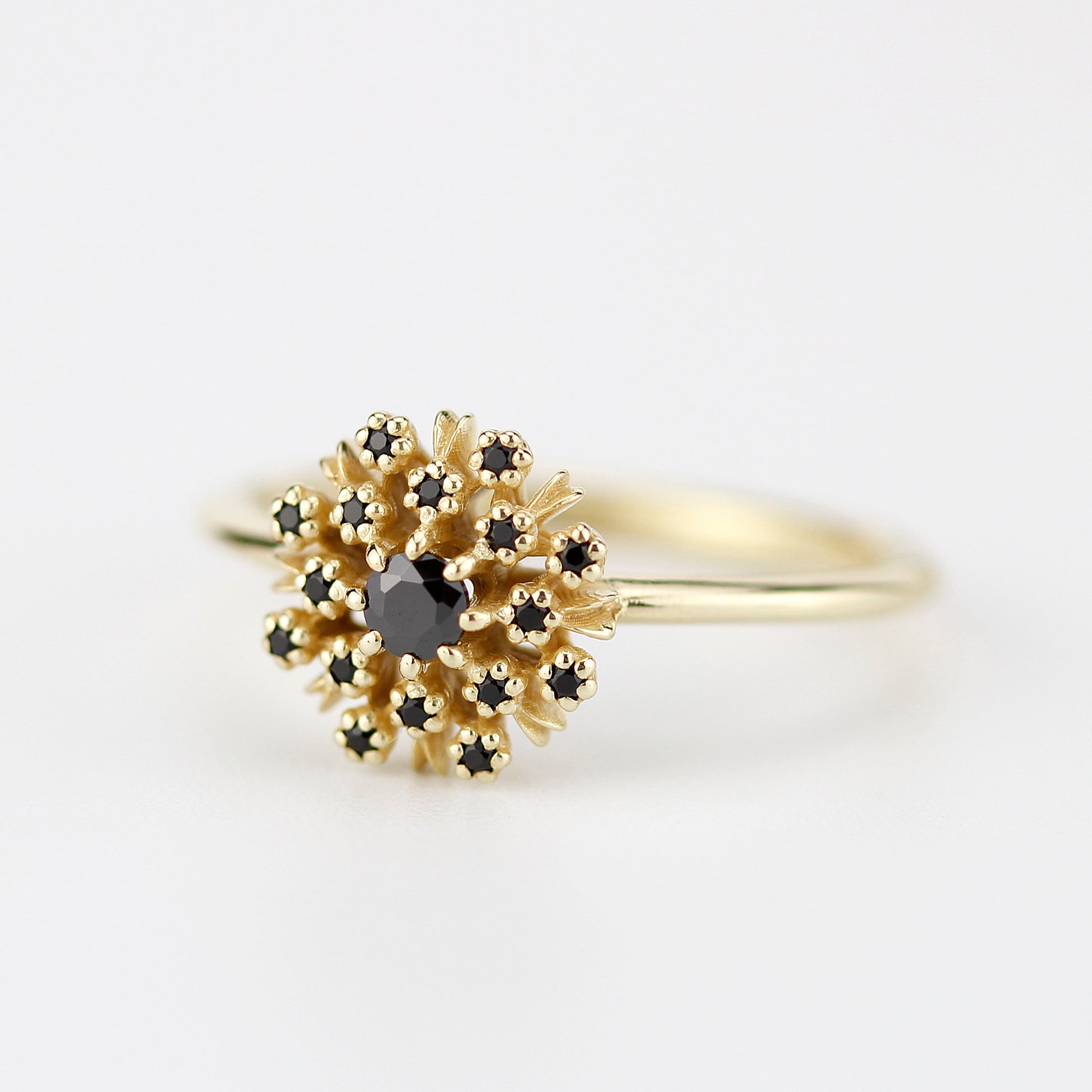 engagement ring black diamonds | halo engagement ring R296BD - NOOI JEWELRY