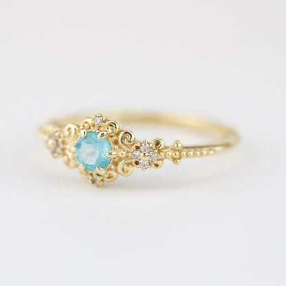 vintage style engagement rings art deco,  apatite and diamond engagement ring - NOOI JEWELRY