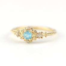 Load image into Gallery viewer, vintage style engagement rings art deco,  apatite and diamond engagement ring - NOOI JEWELRY