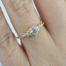 Load image into Gallery viewer, Morganite and diamonds engagement ring vintage style, Art deco engagement ring - NOOI JEWELRY