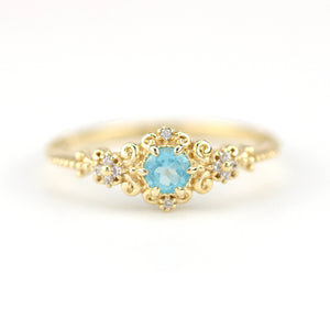 vintage style engagement rings art deco,  apatite and diamond engagement ring - NOOI JEWELRY