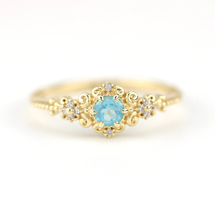 vintage style engagement rings art deco,  apatite and diamond engagement ring - NOOI JEWELRY