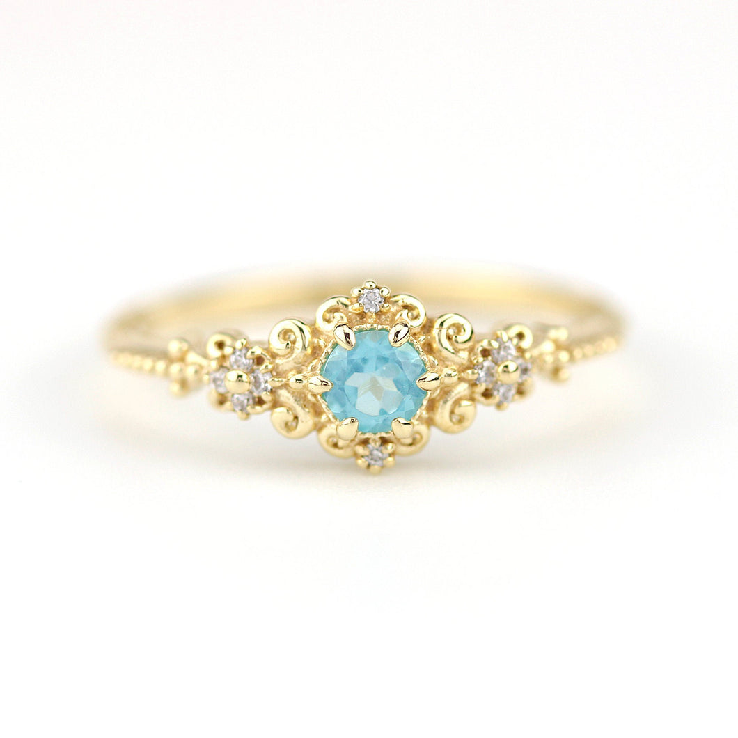 vintage style engagement rings art deco,  apatite and diamond engagement ring - NOOI JEWELRY