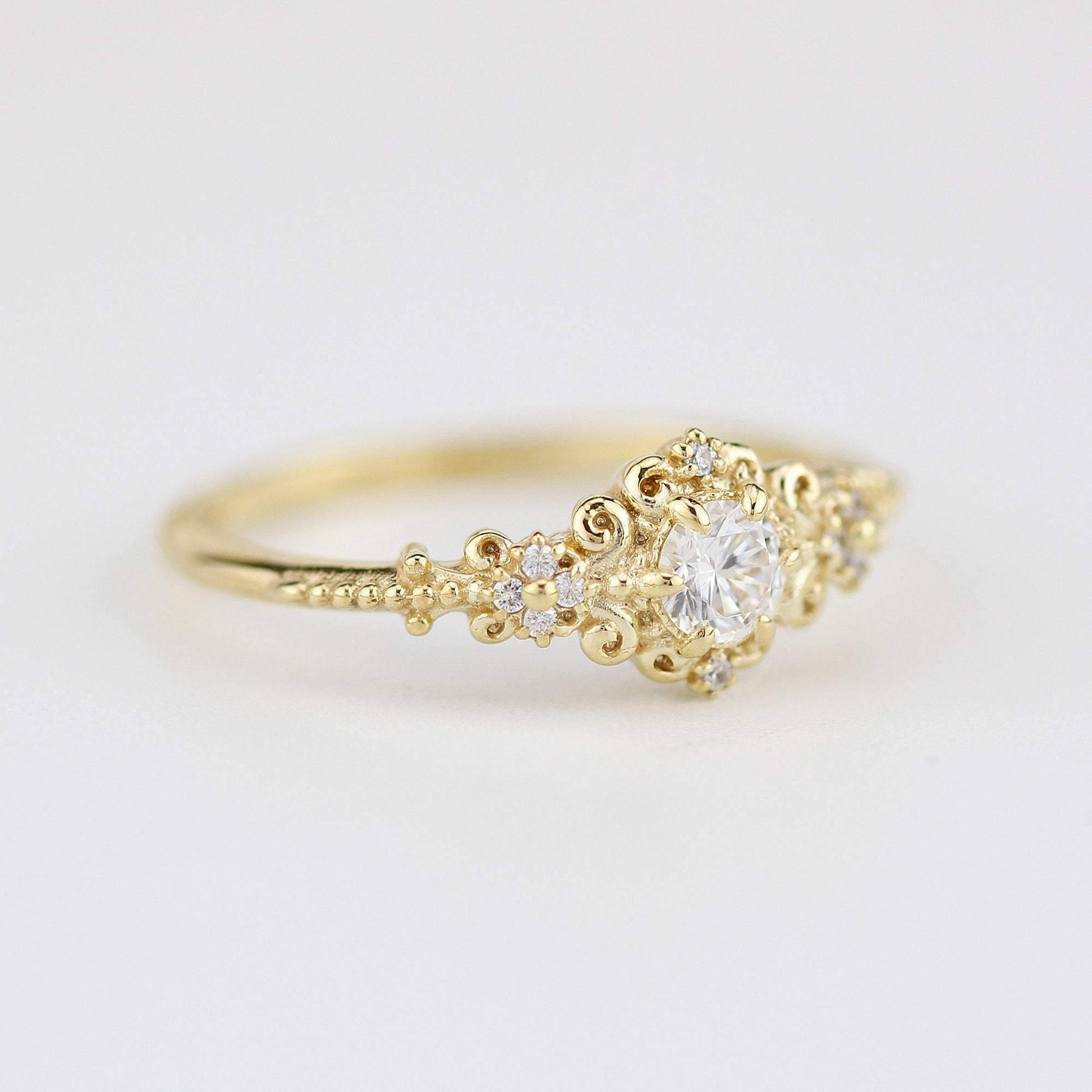 art deco engagement ring vintage diamonds | cluster engagement ring round art deco - NOOI JEWELRY