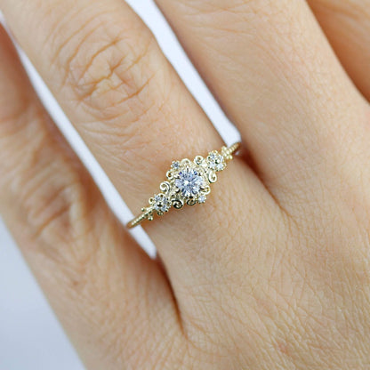 art deco engagement ring vintage diamonds | cluster engagement ring round art deco - NOOI JEWELRY