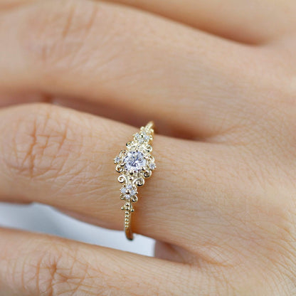 art deco engagement ring vintage diamonds | cluster engagement ring round art deco - NOOI JEWELRY