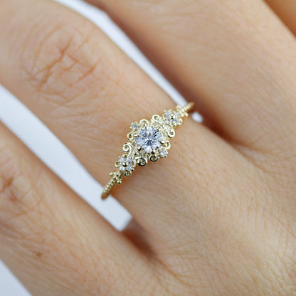 art deco engagement ring vintage diamonds | cluster engagement ring round art deco - NOOI JEWELRY