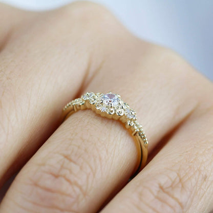 art deco engagement ring vintage diamonds | cluster engagement ring round art deco - NOOI JEWELRY