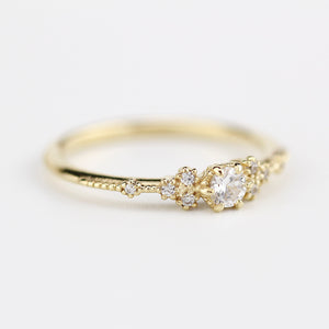 simple engagement ring, engagement ring gold diamond, delicate engagement ring | R 298WD - NOOI JEWELRY