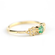 Load image into Gallery viewer, emerald and diamond engagement ring, marquise setting engagement ring - NOOI JEWELRY